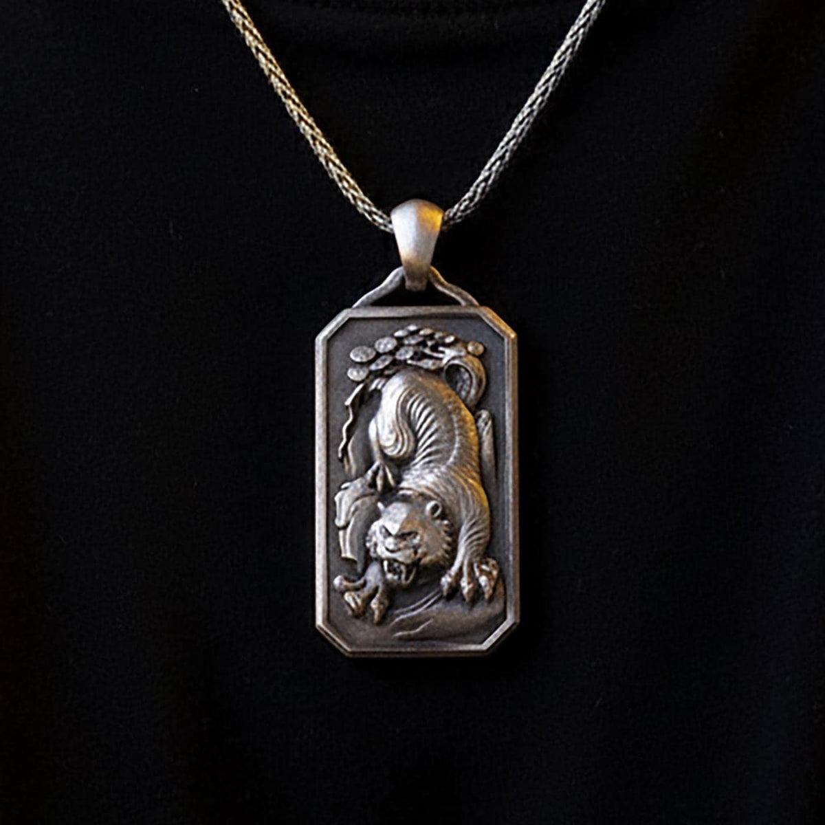Sterling Silver Chinese Tiger Pendant, Zodiac Necklace, Animal Jewelry