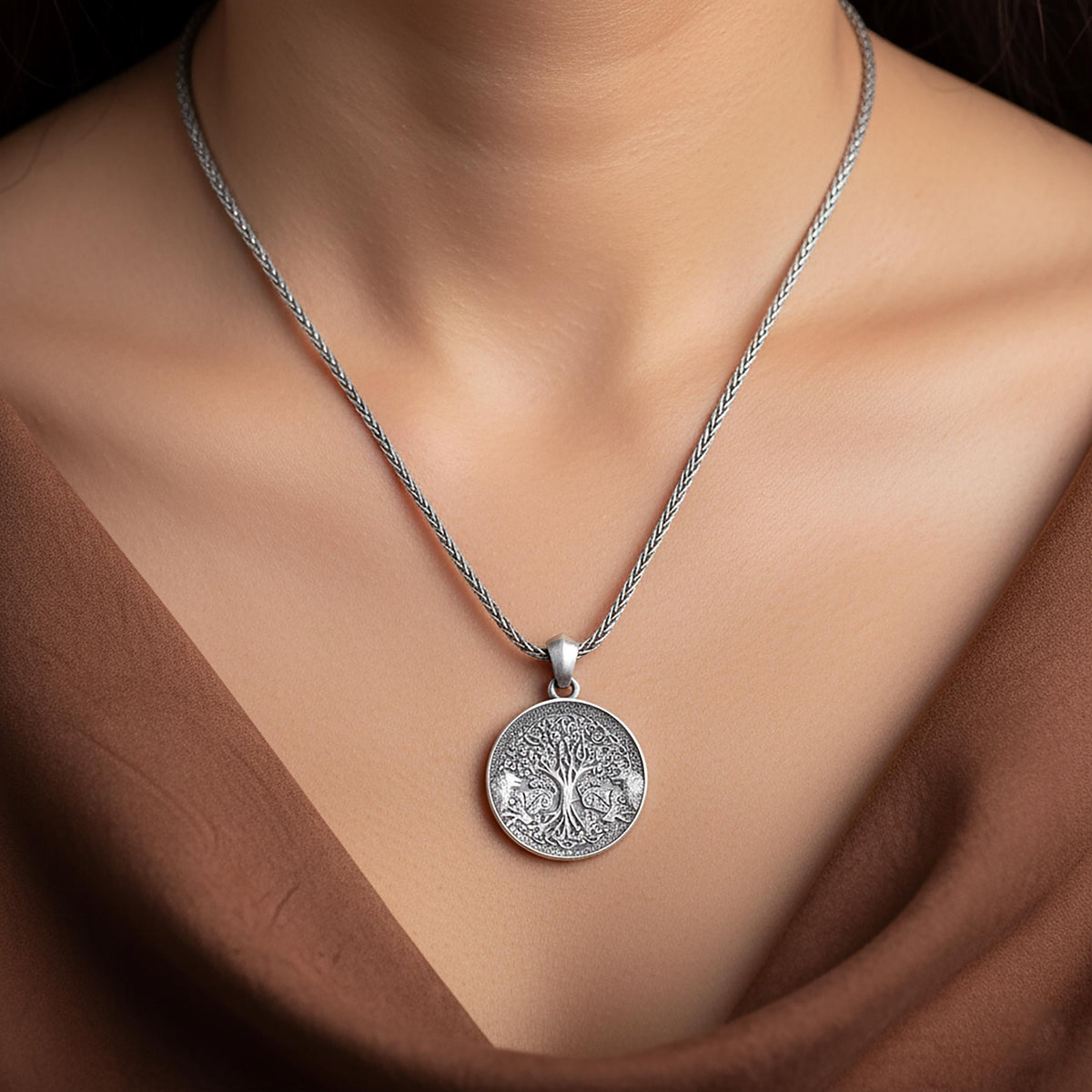 Celtic Tree of Life Wolf Pendant, Sterling Silver Yggdrasil Norse Viking Jewelry