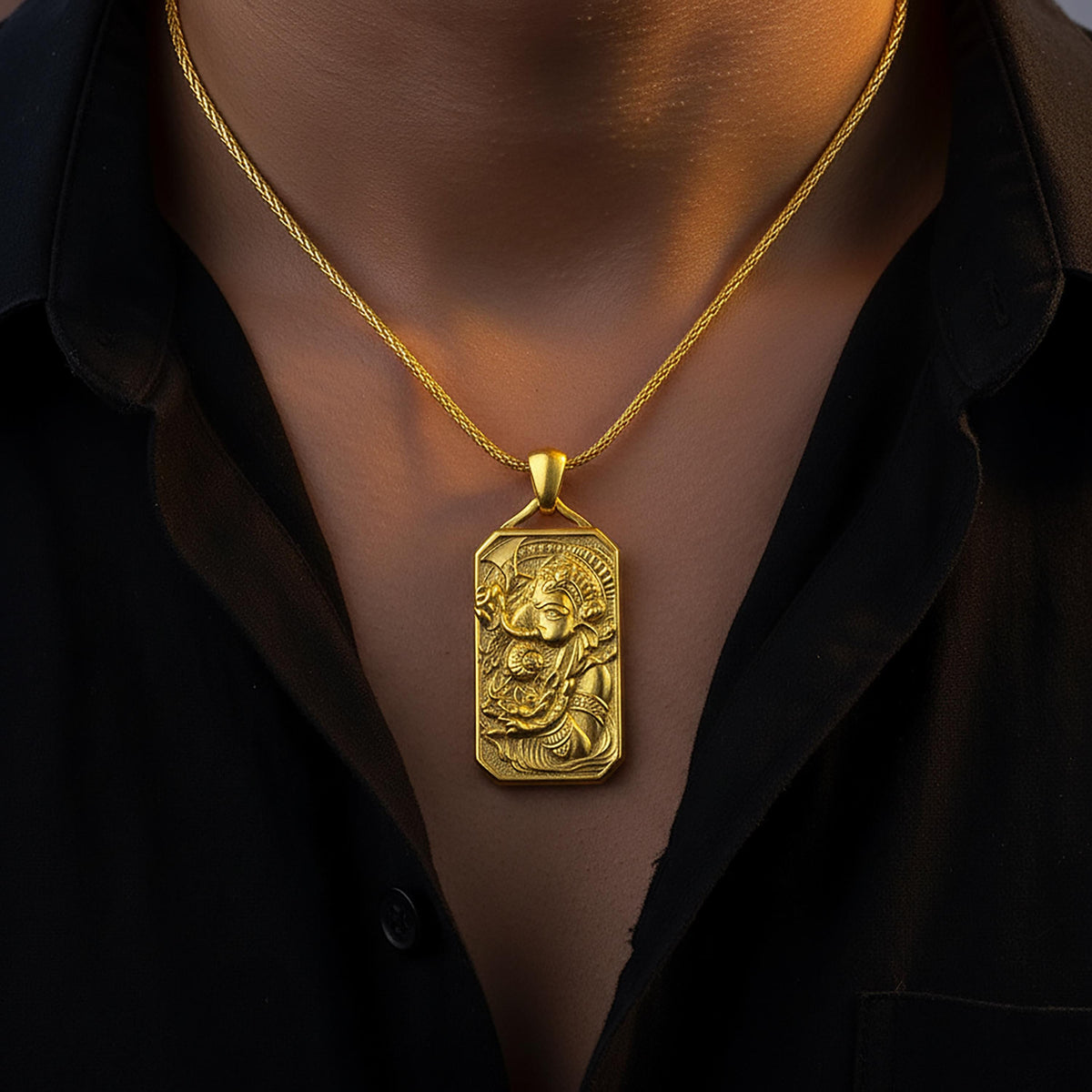 Ganesha Close-Up Pendant – Fierce Hindu Deity in Solid Sterling Silver – Elephant God Talisman Amulet