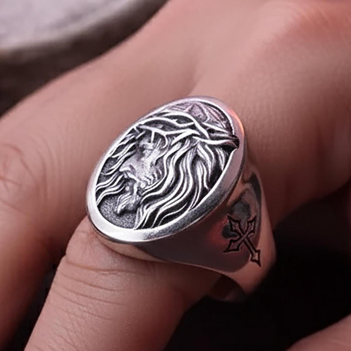 Sterling Silver Jesus Crucifixion Ring – Nazareth Cross Signet