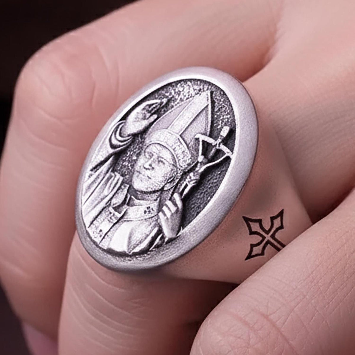 St. John Paul II Sterling Silver Signet Ring - Catholic Jewelry