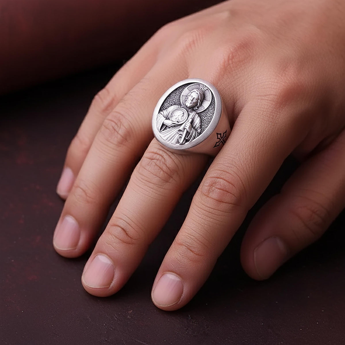 St. Jude Sterling Silver Signet Ring – Patron Saint, Catholic Gift