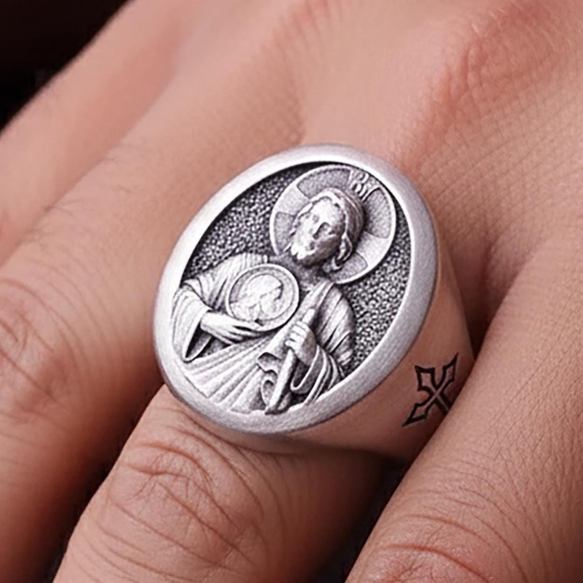 St. Jude Sterling Silver Signet Ring – Patron Saint, Catholic Gift