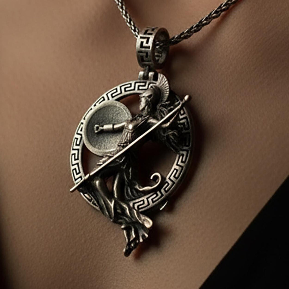 Sterling Silver Athena Necklace, Warrior Goddess Pendant