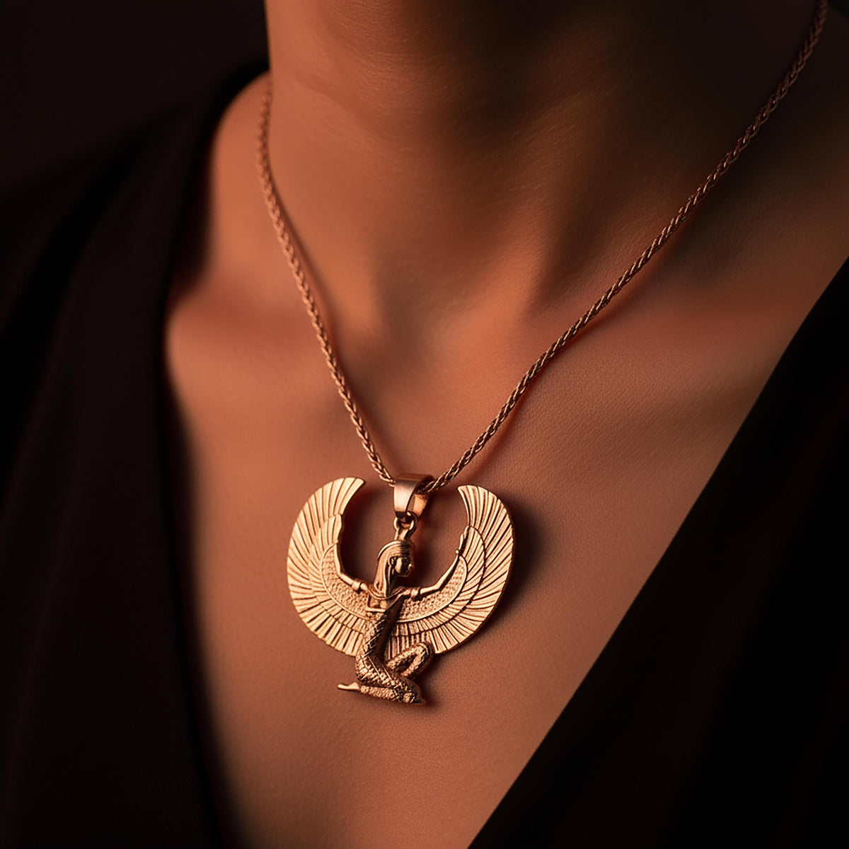 Sterling Silver Goddess Isis Pendant, Egyptian Talisman Jewelry