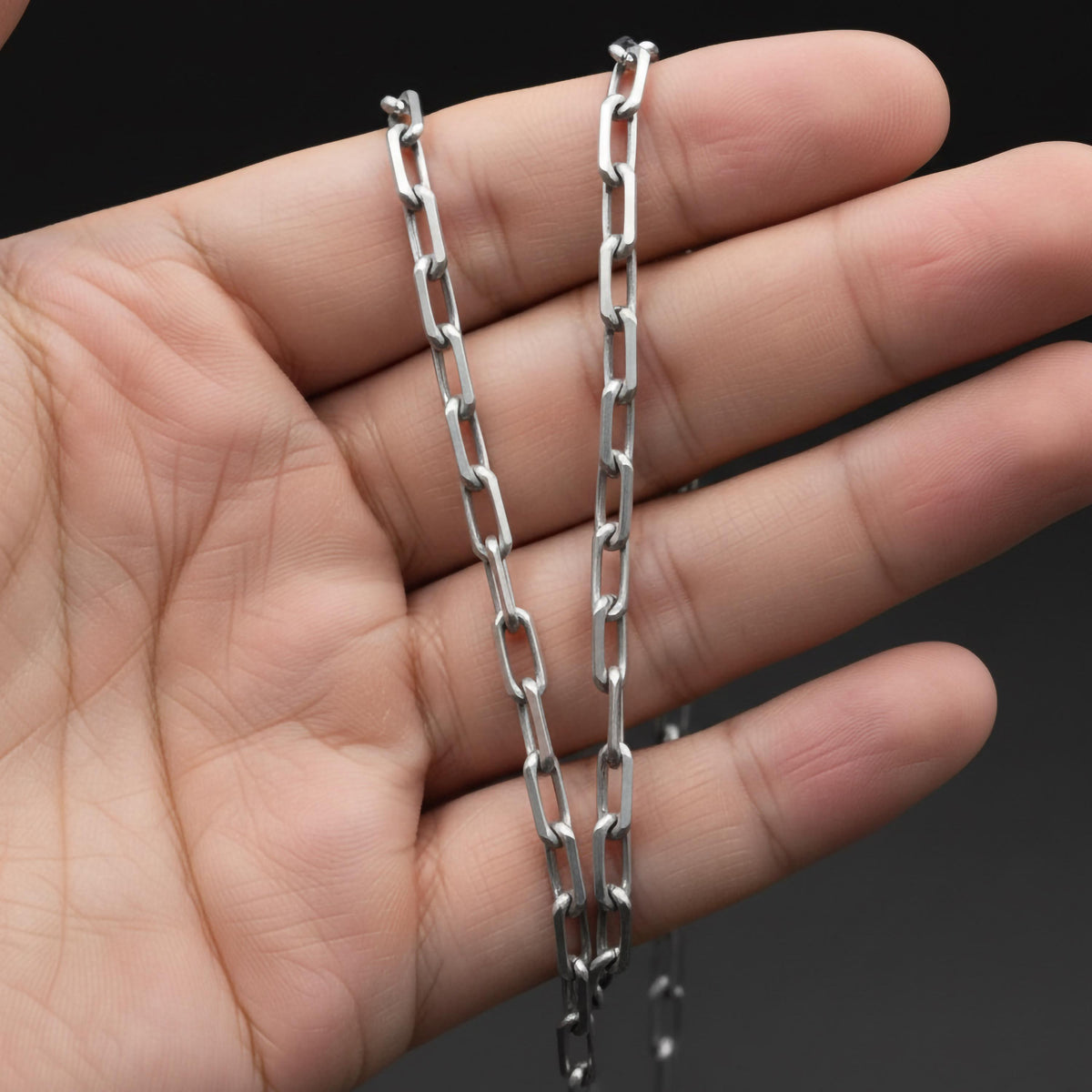 Sterling Silver Paperclip Chain – 3mm Elongated Link Necklace