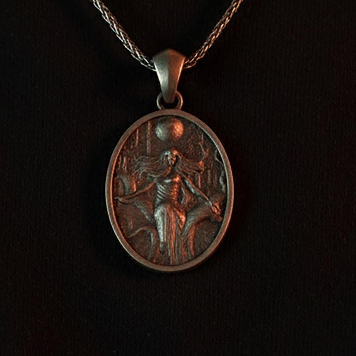 Sterling Silver Hela Pendant, Norse Goddess, Celtic Pagan Necklace