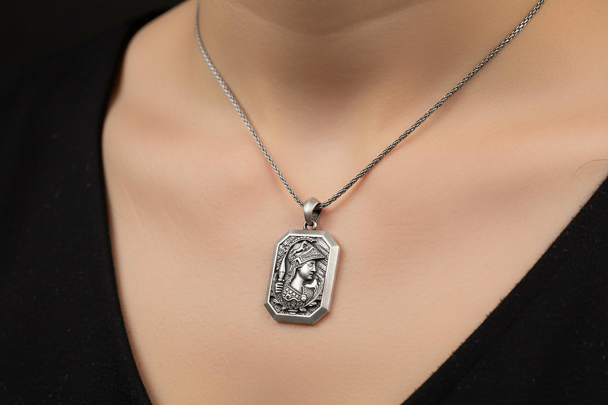 Sterling Silver Athena Necklace, Greek Mythology Pendant