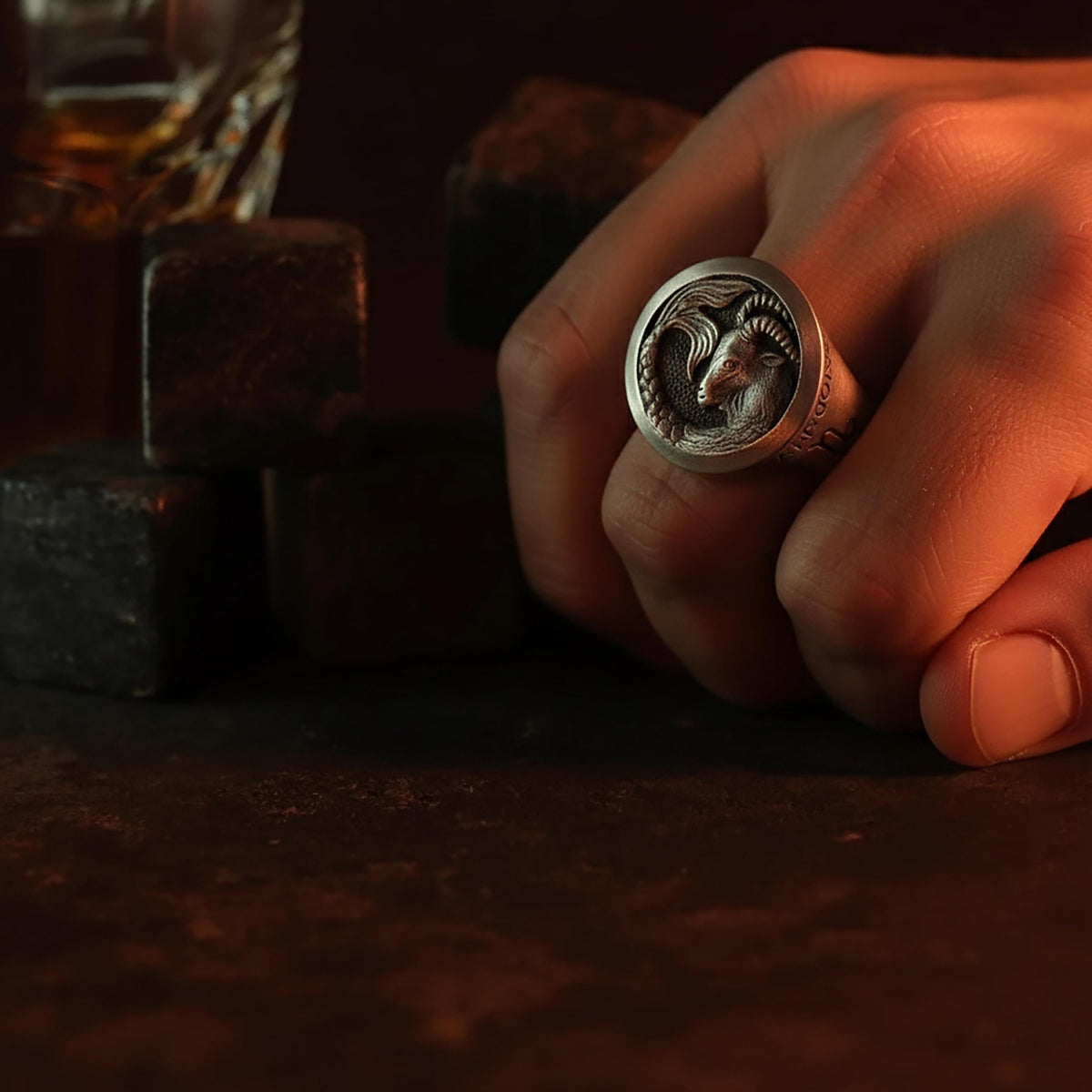 925 Sterling Silver Capricorn Ring, Zodiac Astrology Gift
