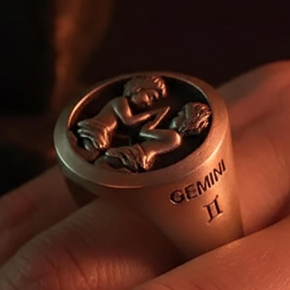 Sterling Silver Gemini Ring – Astrological Twins, Air Sign Jewelry