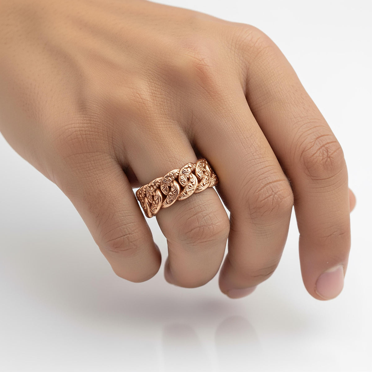 Sterling Silver Cuban Link Ring, Urban Modern Unisex Band