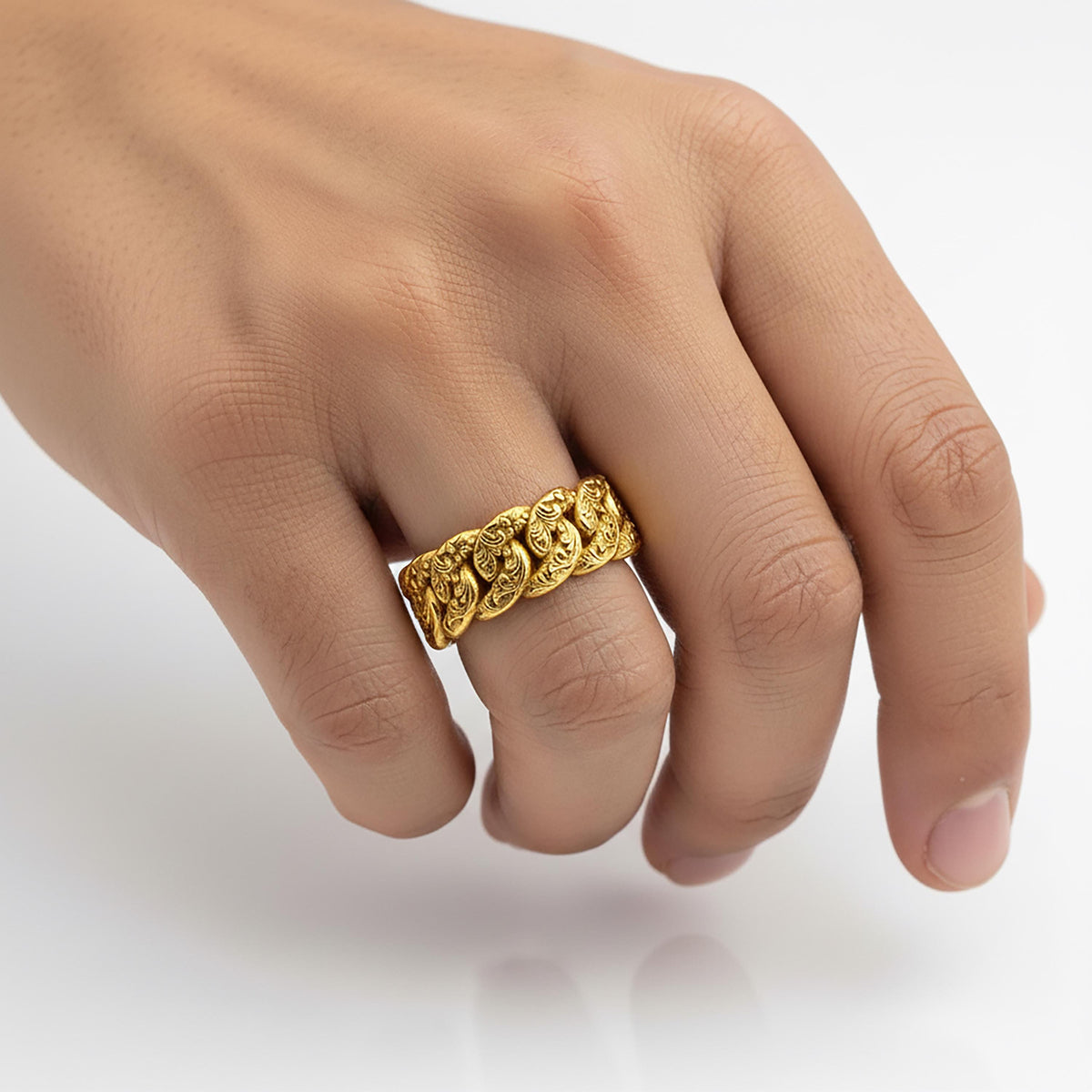 Sterling Silver Cuban Link Ring, Urban Modern Unisex Band