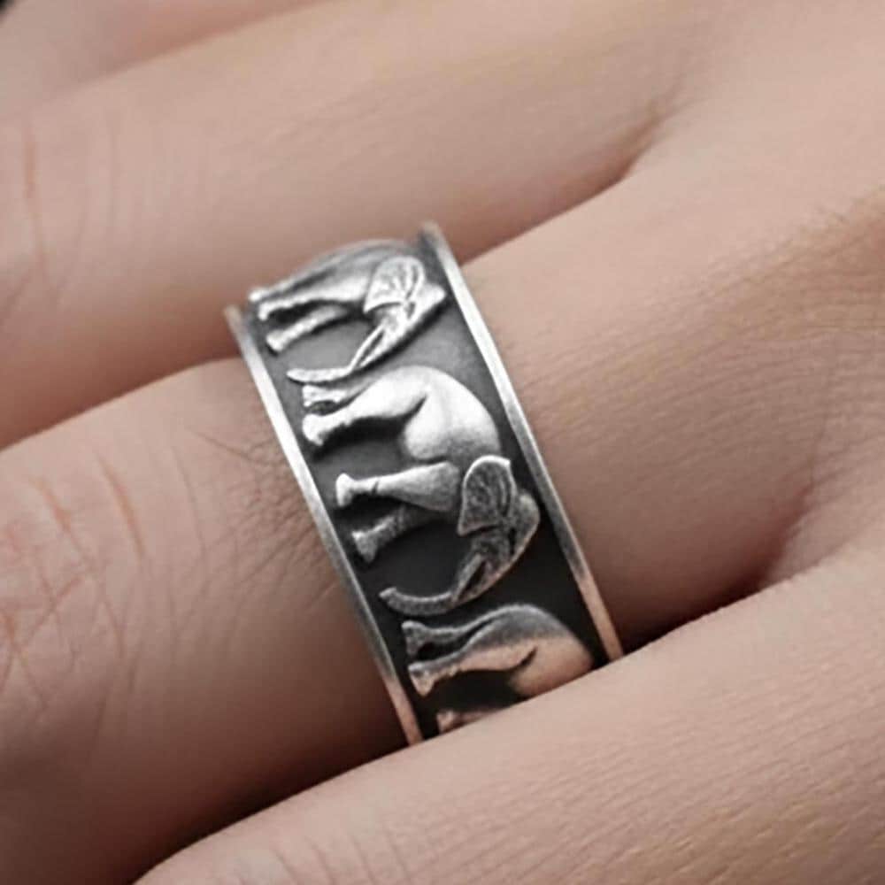 Handmade Sterling Silver Elephant Ring, Unisex Wedding Band