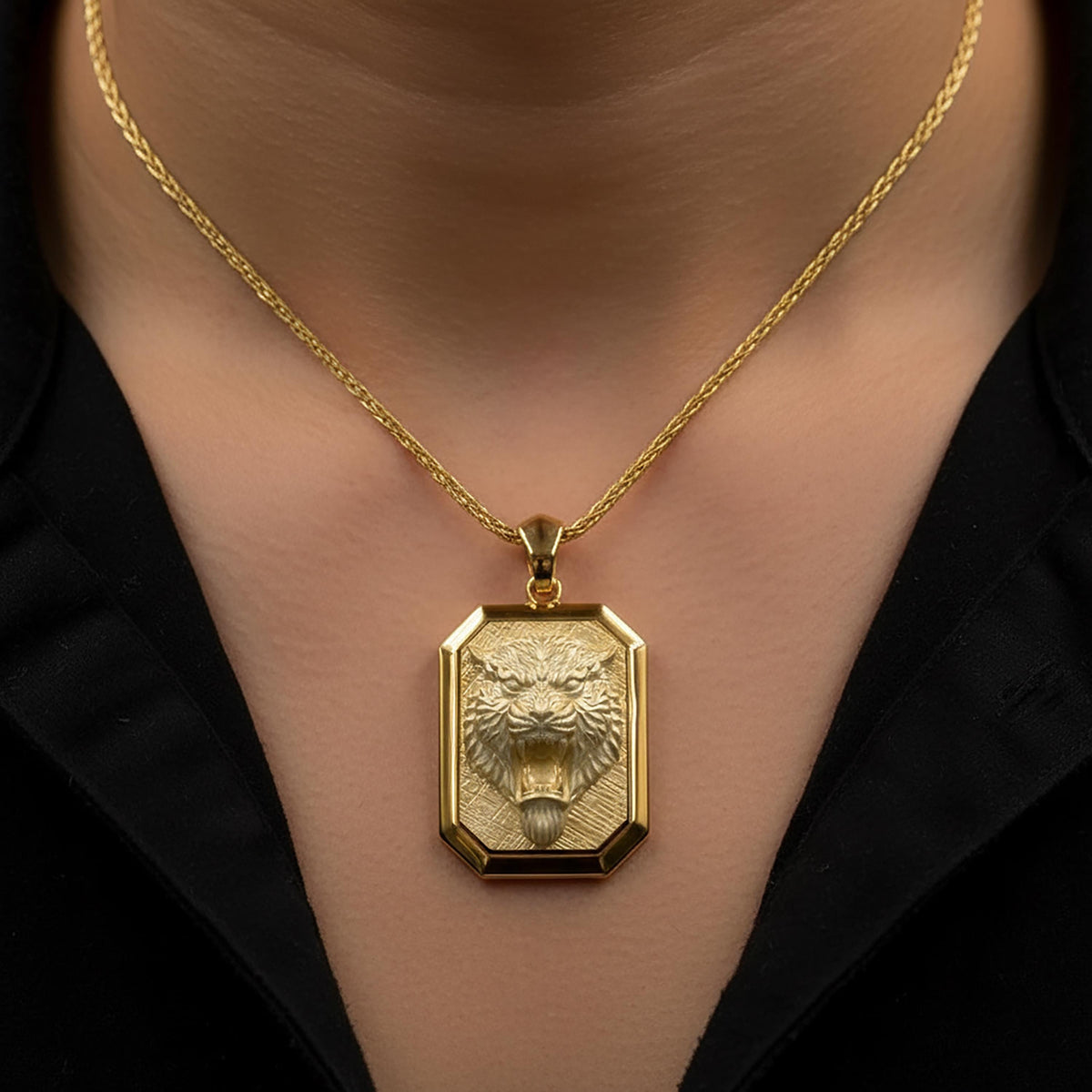 18K Gold Tiger Head Pendant, Unisex Necklace, Personalized Jewelry