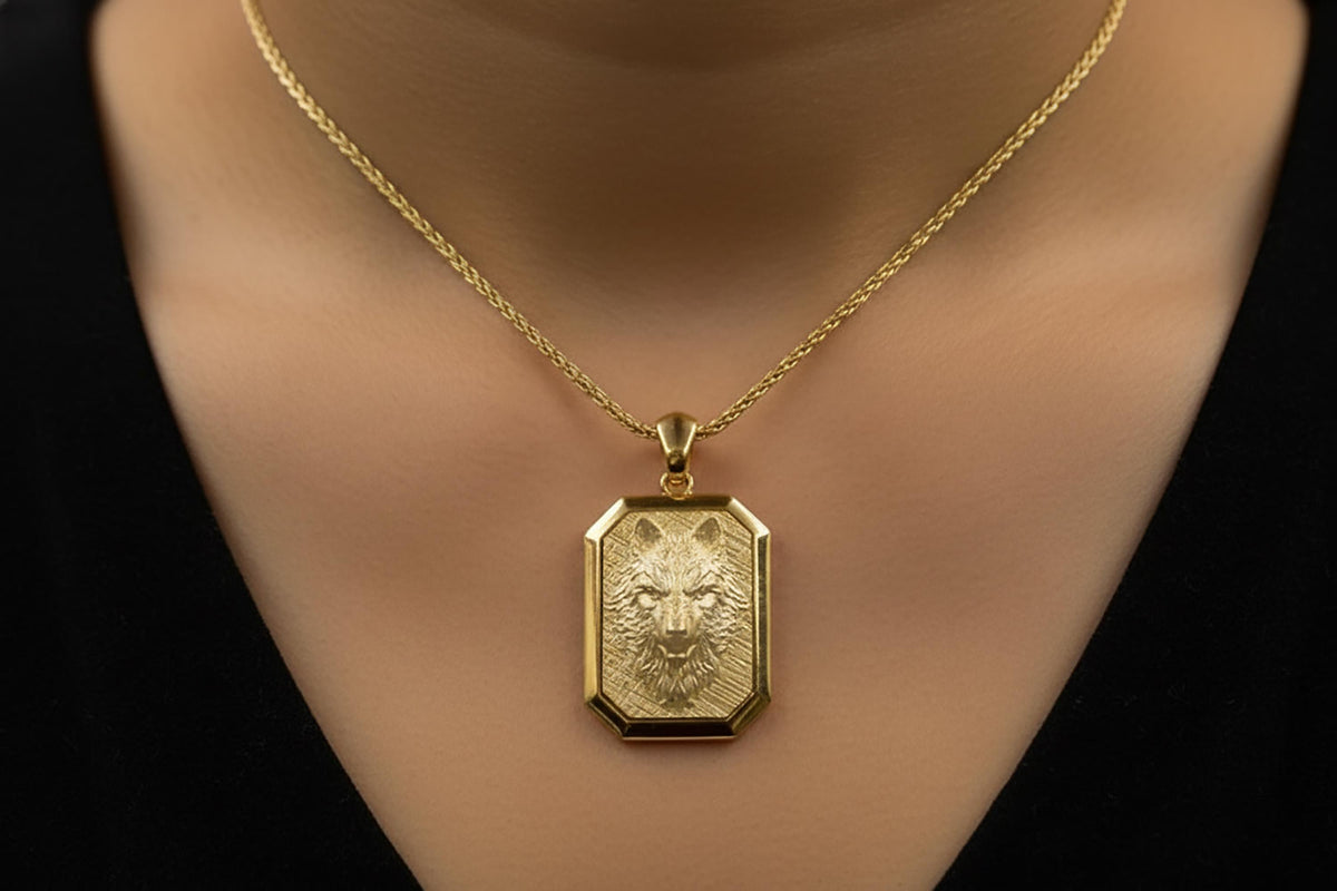 Gold Wolf Pendant | Handcrafted 14K Celtic Necklace