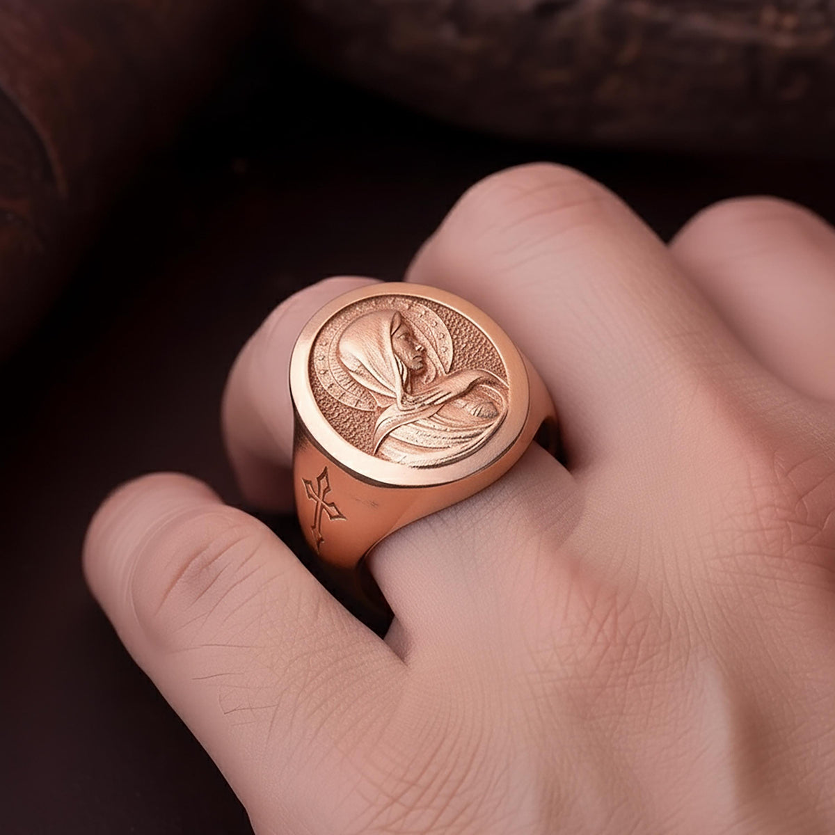 Sterling Silver Saint Mary Signet Ring – Religious Catholic Jewelry