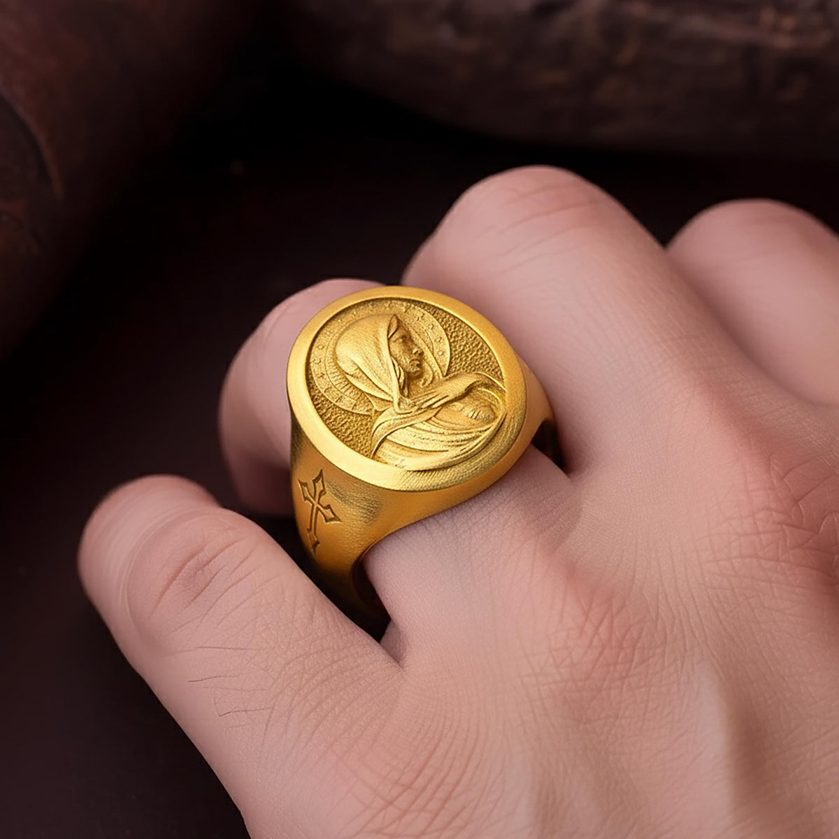 Sterling Silver Saint Mary Signet Ring – Religious Catholic Jewelry
