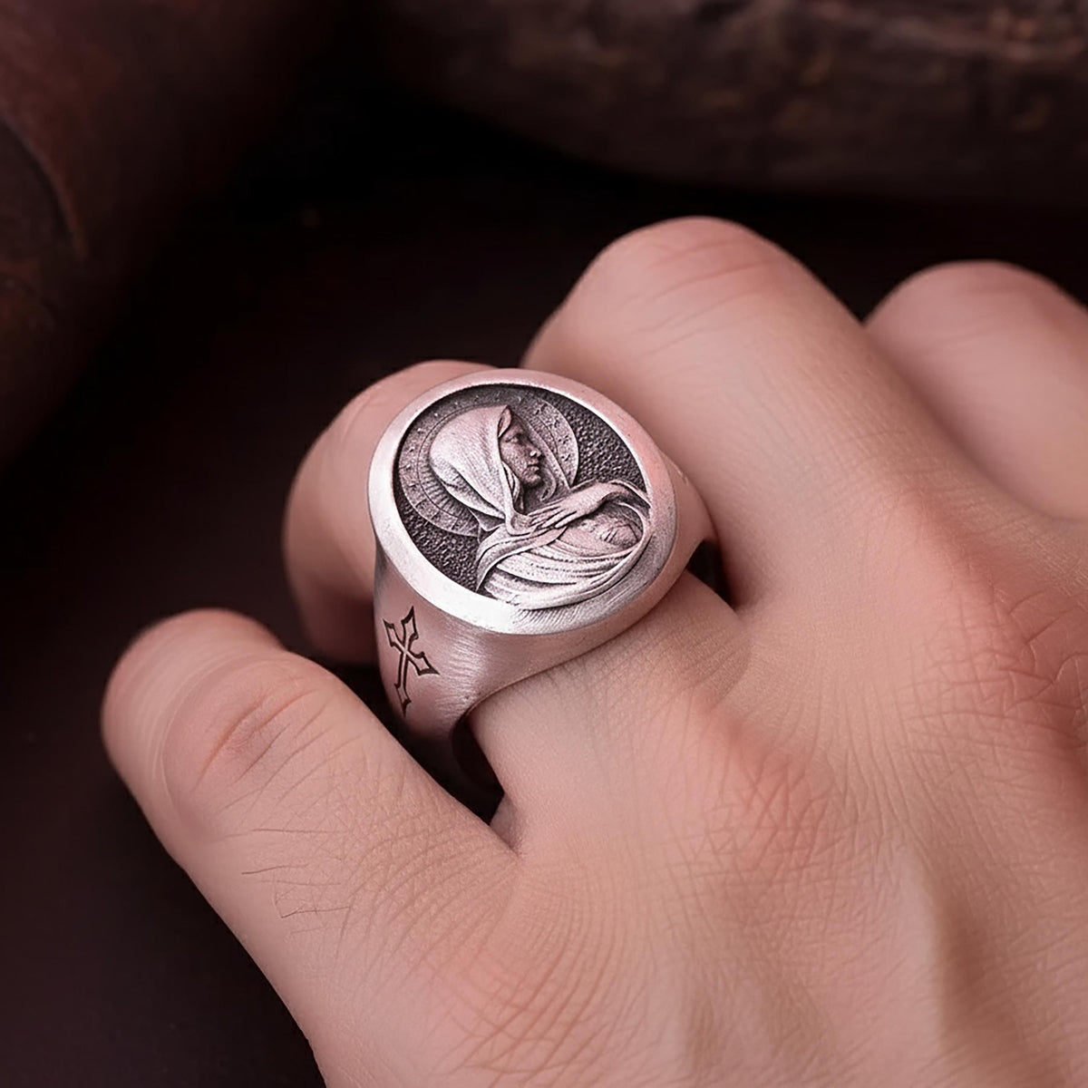 Sterling Silver Saint Mary Signet Ring – Religious Catholic Jewelry