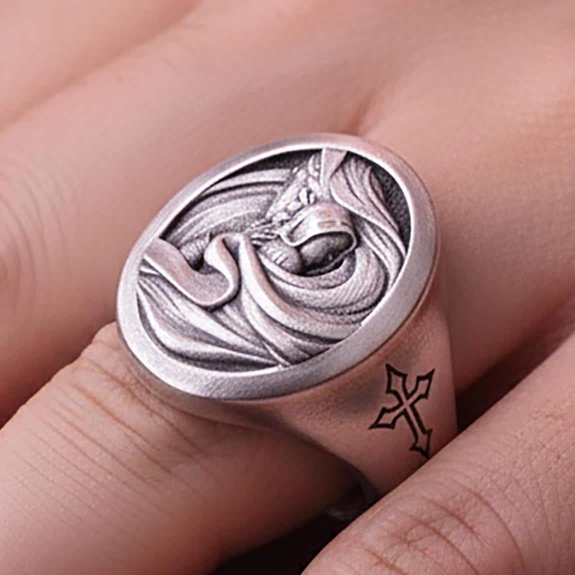 Sterling Silver Virgin Mary Ring – Catholic Christ Signet, Faith Gift