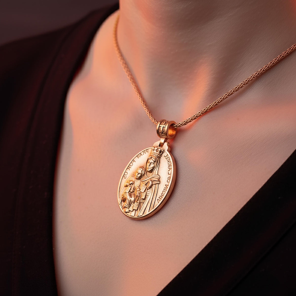 Sterling Silver Virgen del Carmen Pendant – Catholic Protection Medal