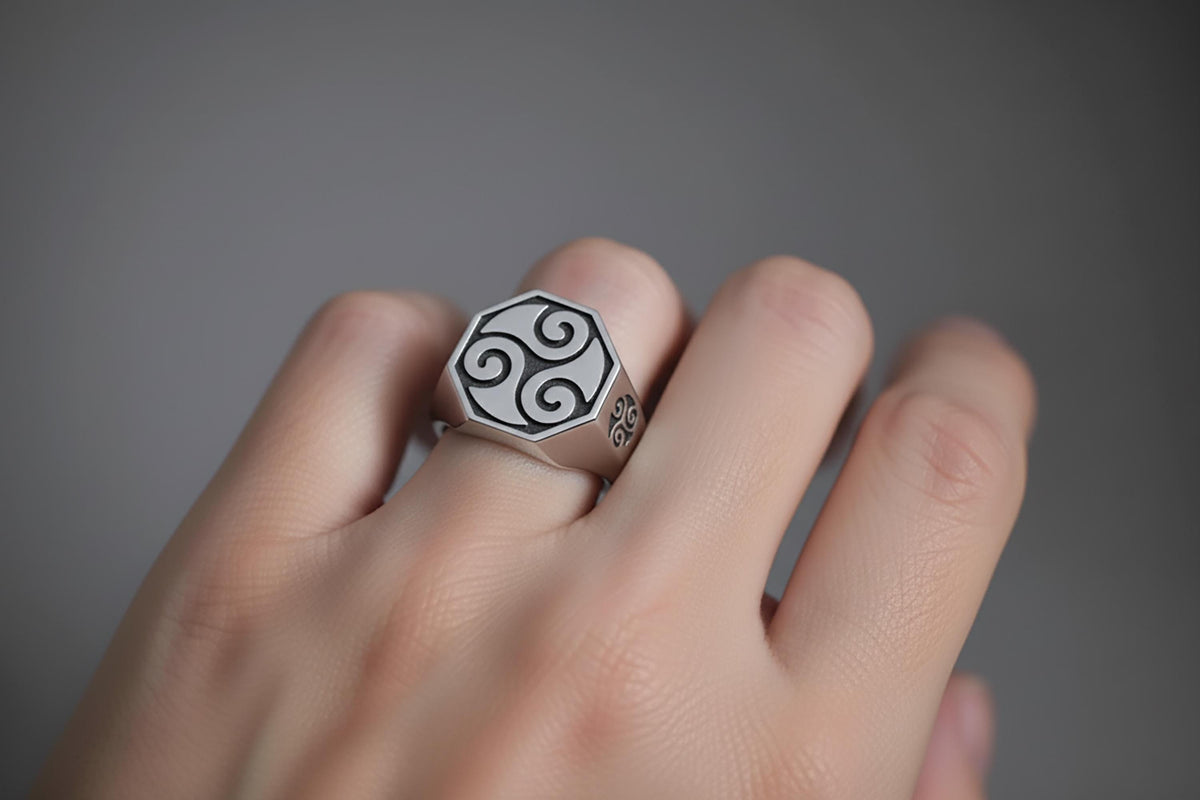 Sterling Silver Triskelion Ring, Ancient Celtic Symbol Jewelry
