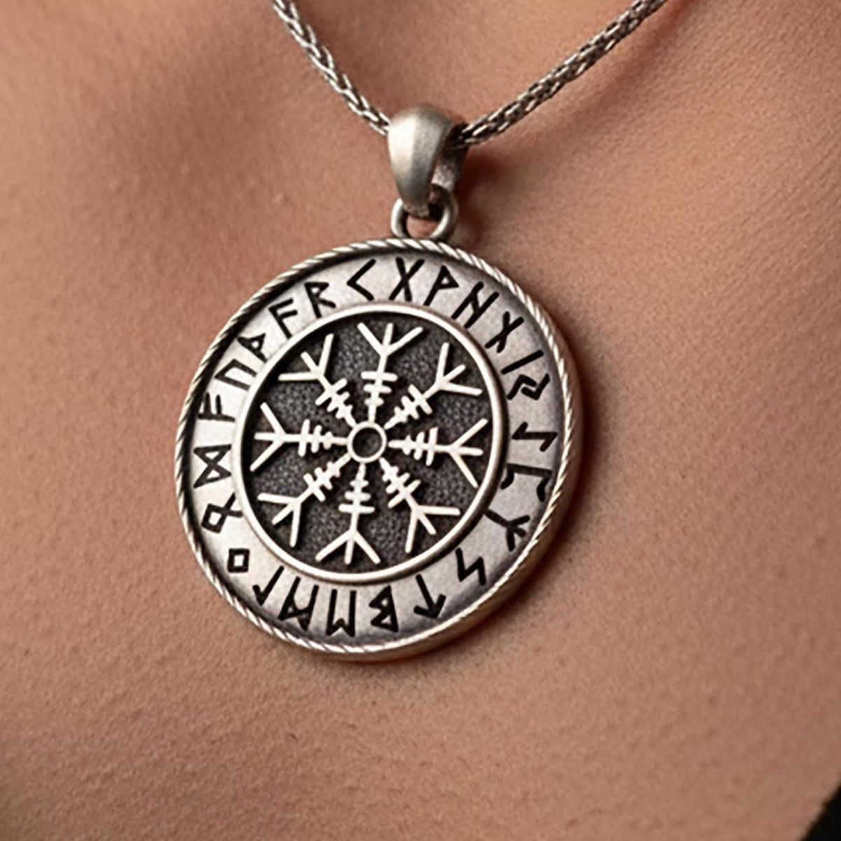 Sterling Silver Aegishjalmur Pendant, Norse Helm of Awe, Viking Amulet