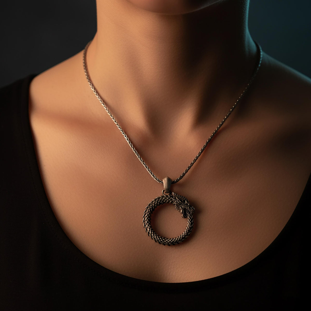 Ouroboros Necklace, Infinity Symbol, Serpent Pendant, Eternal Cycle, Mythology Jewelry, Self-reflection Charm, Alchemy A