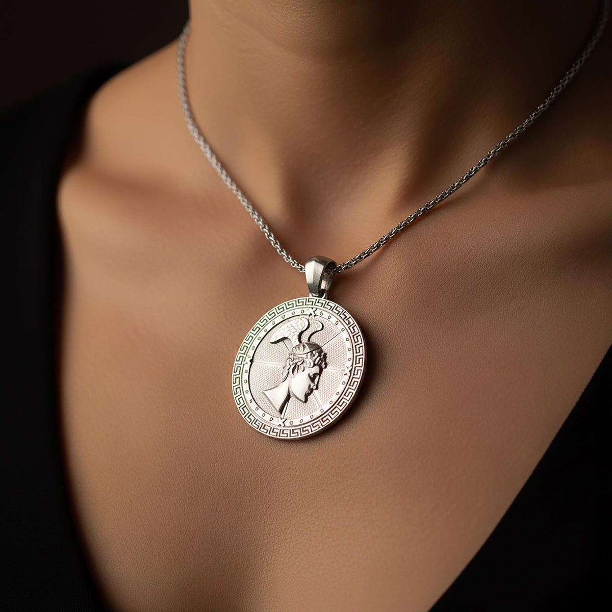 Sterling Silver Perseus Pendant, Greek Mythology Hero Charm