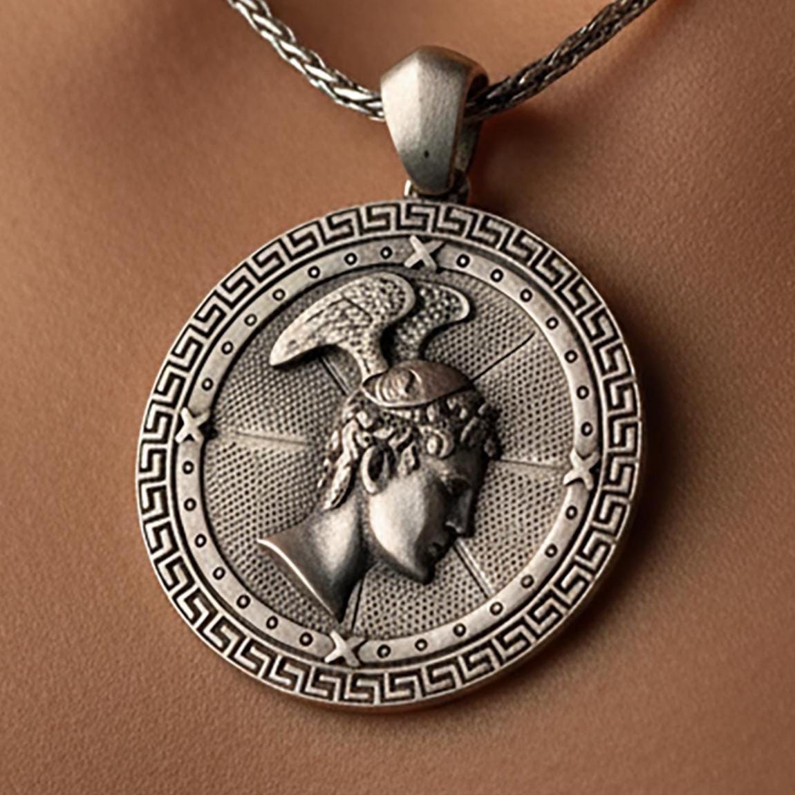Sterling Silver Perseus Pendant, Greek Mythology Hero Charm