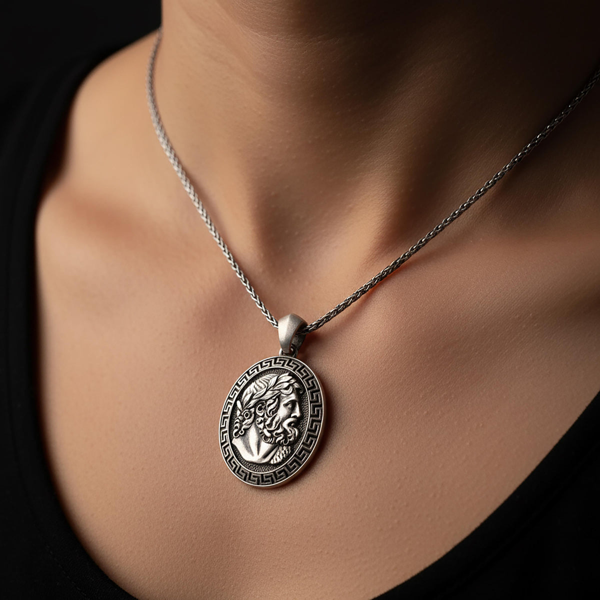 Zeus Sterling Silver Necklace, Greek God Pendant, Mythology Jewelry