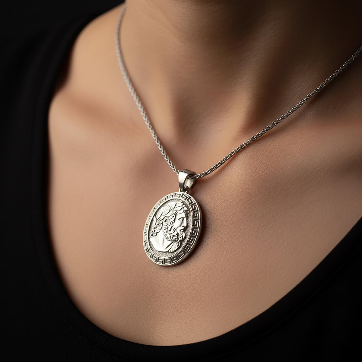 Zeus Sterling Silver Necklace, Greek God Pendant, Mythology Jewelry