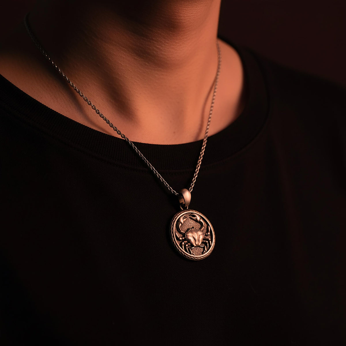 Sterling Silver Cancer Zodiac Pendant, Crab Symbol Jewel