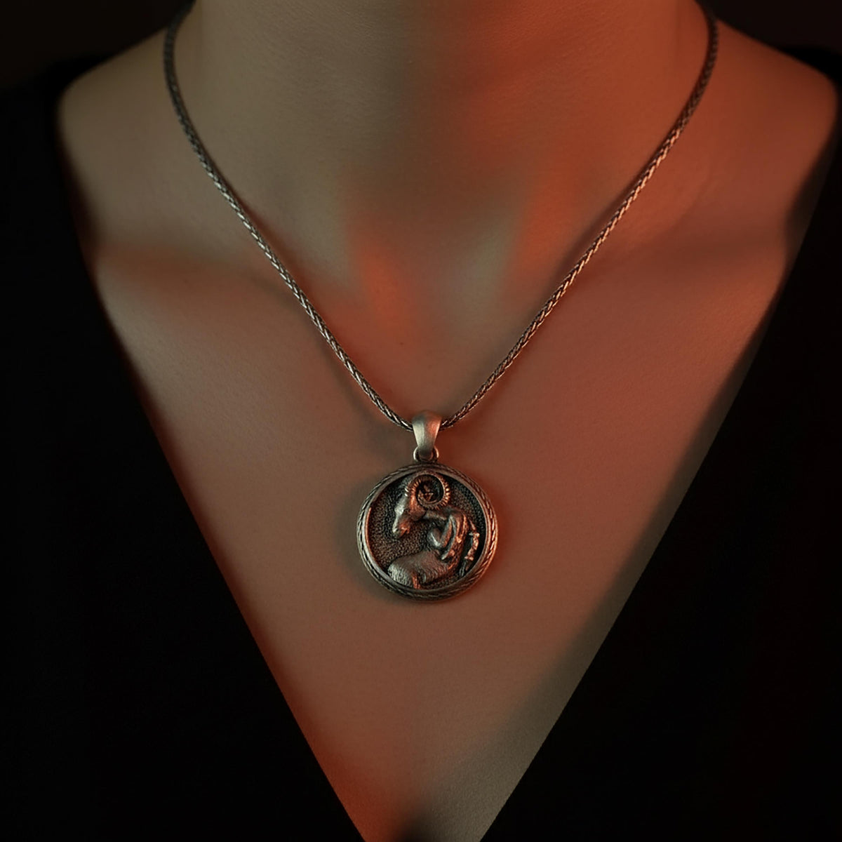 Sterling Silver Capricorn Pendant, Goat Zodiac Charm, Saturn Ruled