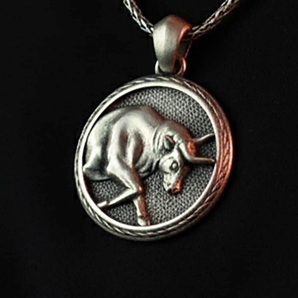 Sterling Silver Taurus Pendant, Bull Zodiac Necklace