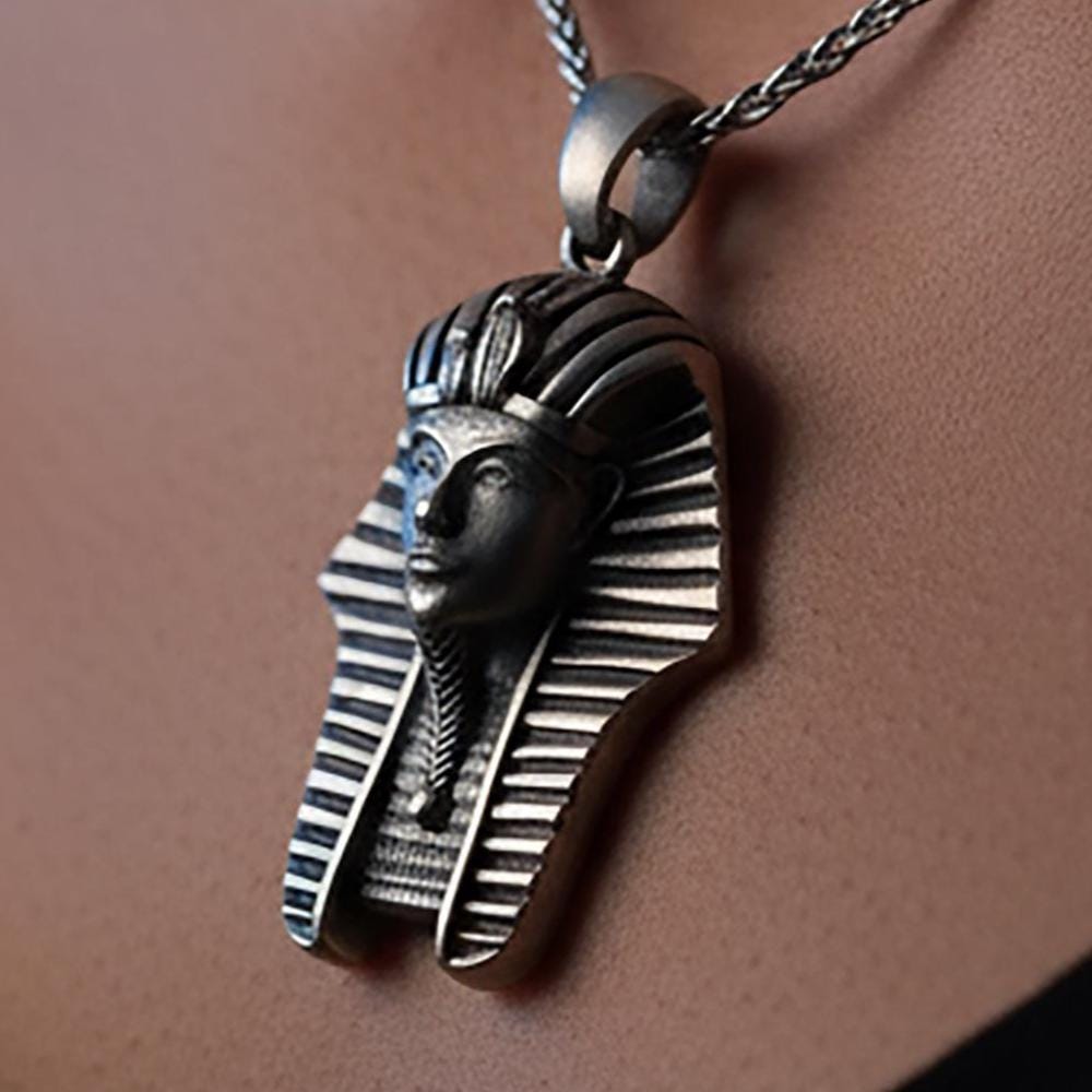 Sterling Silver Tutankhamun Necklace, Antiquity Inspired Pharaoh Jewelry