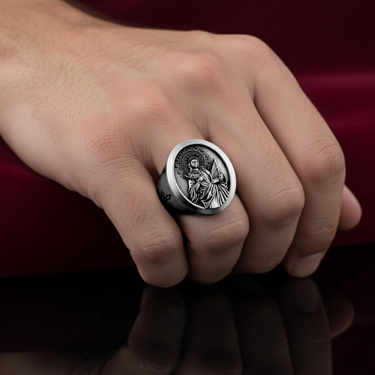 925 Sterling Silver Saint Cecilia Ring – Religious Catholic Jewelry