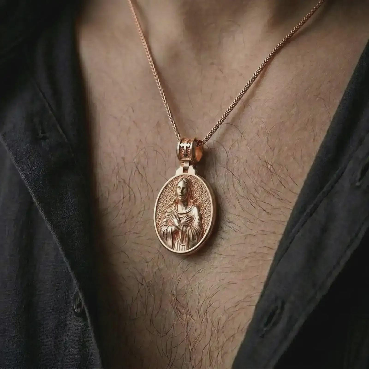 Sterling Silver Virgin Mary Prayer Pendant – Catholic Devotion Medal, Holy Mother Grace
