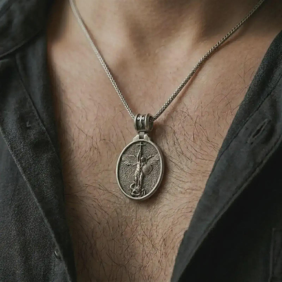 Archangel Michael 925 Sterling Silver Pendant - Catholic Medal