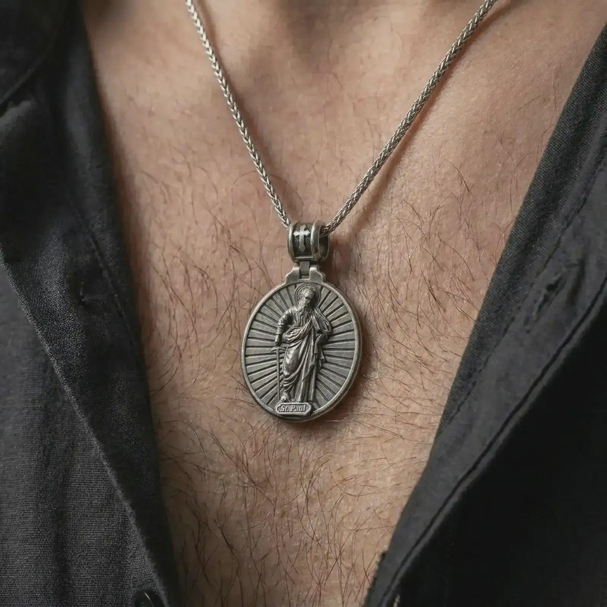 Saint Paul Pendant Necklace, 925 Silver Apostolic Medallion, Christian Saint Gift for Men & Women