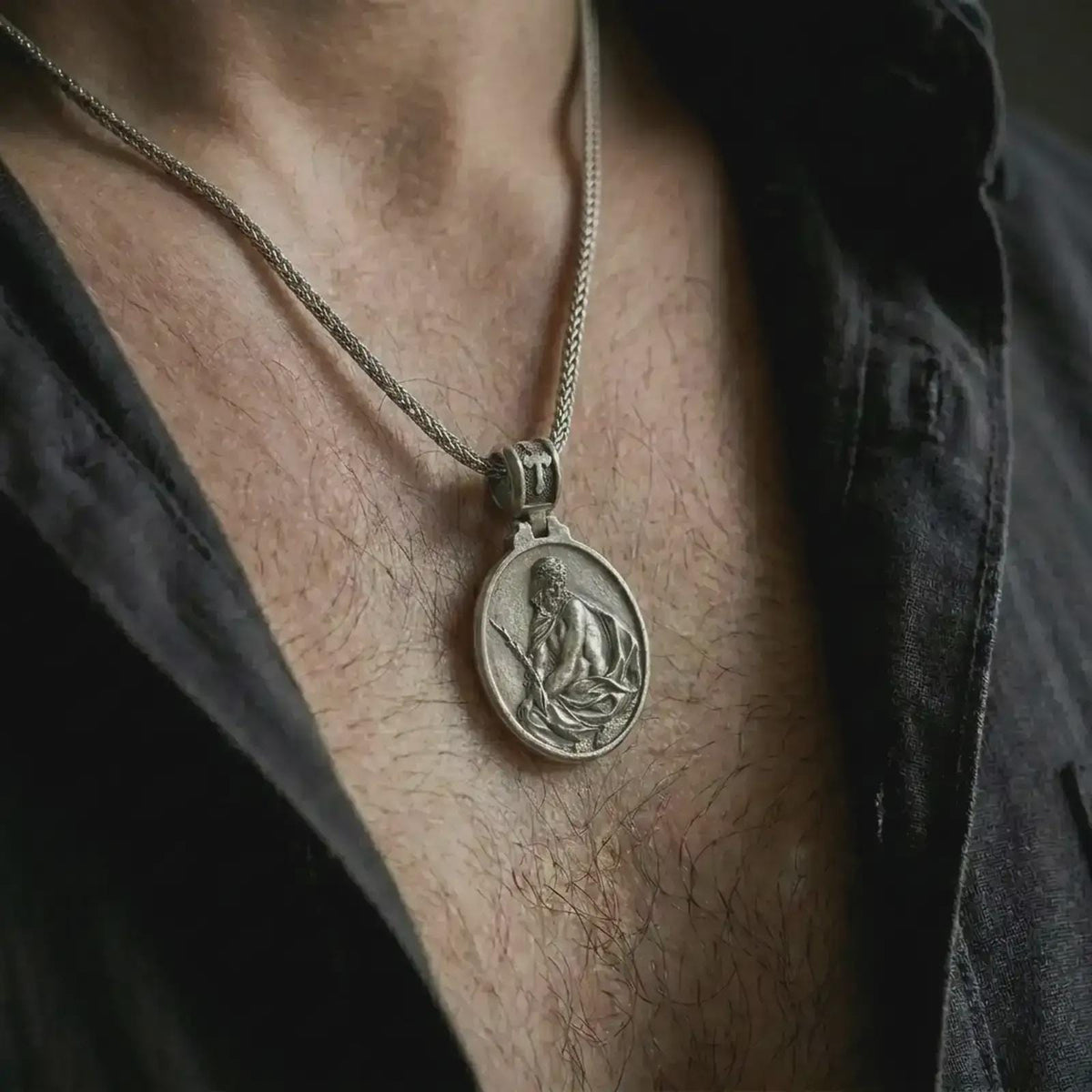 Sterling Silver Pensive Jesus Pendant – Catholic Medal of Hope