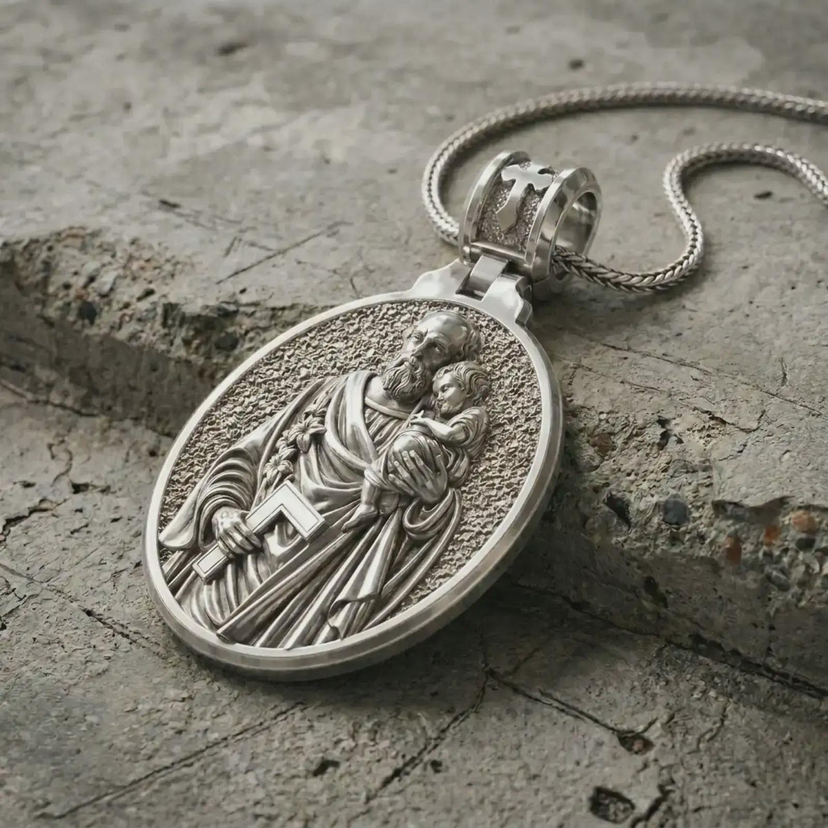 Sterling Silver St. Joseph Pendant – Catholic Patron Medal